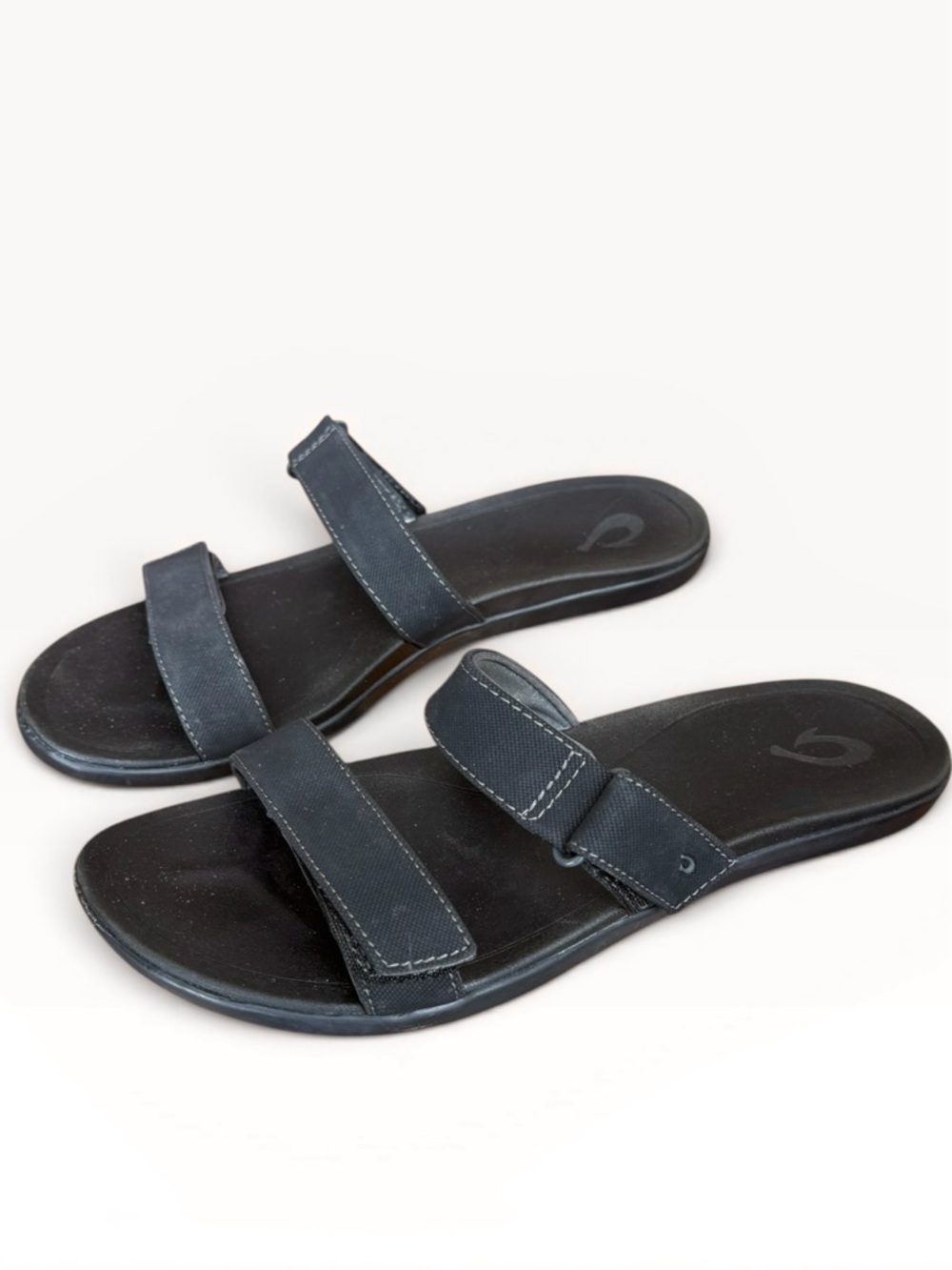 OluKai Kipuka - W Black Adjustable Double-Strap Slide Sandals Women's size 9